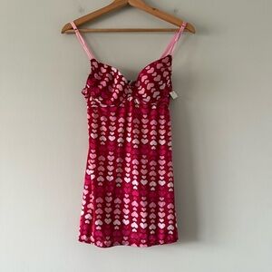 Vintage Rampage Y2K Babydoll Top Womens Medium Heart Print Festival Coquette